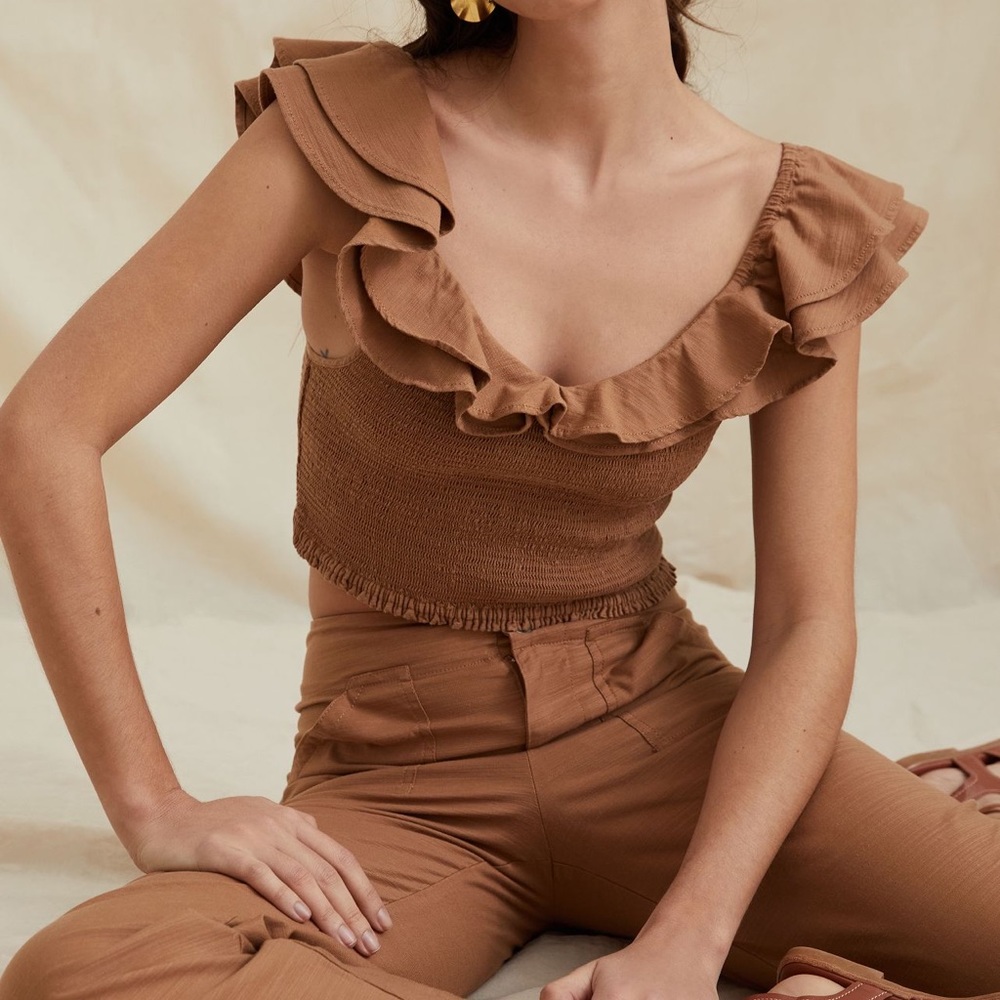 *Anthropologie Maeve Ruffled Smocked Top